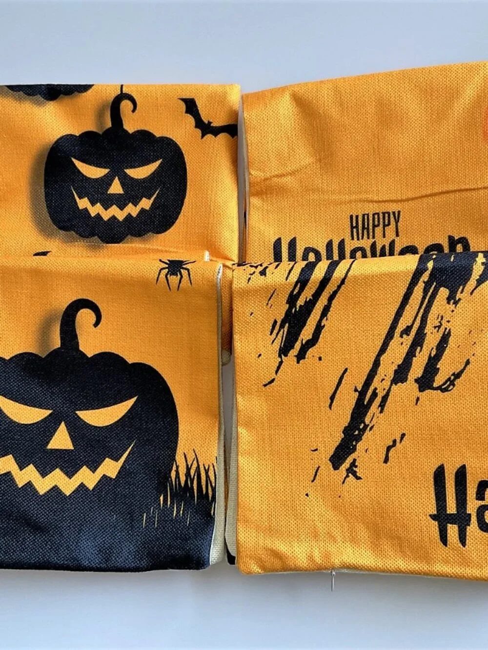 Halloween Throw Pillow Covers 18x18 Spooky Bat Pumpkin Spider Décor 4 Pack NWT